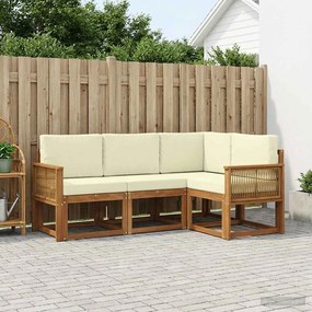 vidaXL Σειρά Καναπέ Εξωτερικού 4 pcs Φυσικό και Κρέμα Πολυεστέρας