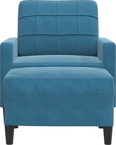 vidaXL Πολυθρόνα Μπλε 60 εκ. Βελούδινη με Υποπόδιο