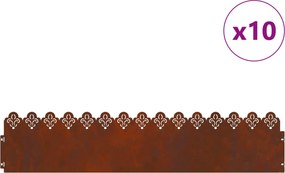 vidaXL Περιγράμματα γκαζόν 10 pcs 103 x 0,05 x 22 εκ Σκ rusty