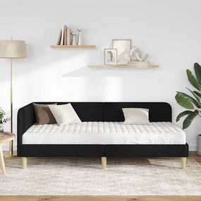 vidaXL Κρεβάτι Γωνίας Μαύρο 100 x 200 cm ύφασμα