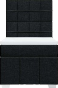 vidaXL Κρεβάτι Boxspring με Στρώμα Μαύρο 90x190 εκ.Υφασμάτινο