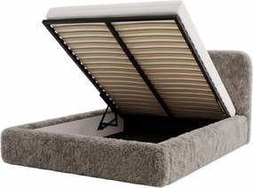 Επενδυμένο κρεβάτι Livia-Μπεζ-160 x 200