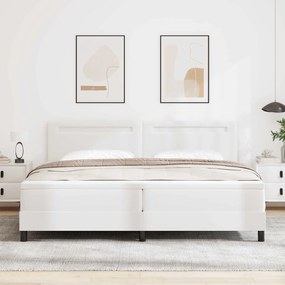 vidaXL Κρεβάτι με ελατήρια με στρώμα Λευκό 200 x 200 cm Τεχνητό δέρμα