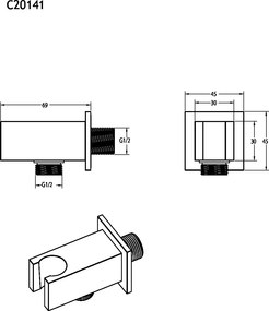 Eurorama Eletta Tecno Inox - Εντοιχιζόμενο σύστημα ντους 2 εξοδων - 20x20 εκ. ABS