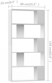 vidaXL Βιβλιοθήκη/Διαχωριστικό Χώρου Λευκό 80x24x159 εκ. Επεξ. Ξύλο