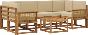 vidaXL Σειρά Καναπέ Εξωτερικού 7 pcs Φυσικό και Μπεζ Πολυεστέρας