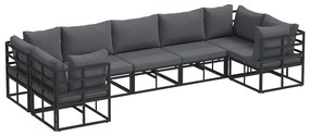 vidaXL Σετ Καναπέ Κήπου 7 pcs Μαύρο Αλουμίνιο
