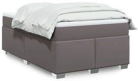 vidaXL Κρεβάτι Boxspring με Στρώμα Γκρι 120x190εκ. από Συνθετικό Δέρμα