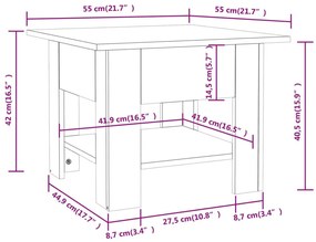 Τραπεζάκι Σαλονιού Καφέ Δρυς 55 x 55 x 42 εκ. από Μοριοσανίδα - Καφέ