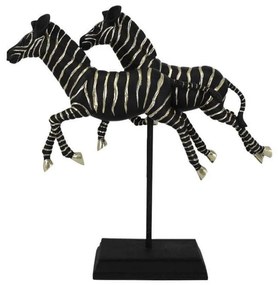 Διακοσμητικό Επιτραπέζιο 2 Zebras 253-223-504 34x9,5x34,5cm Black-Gold Polyresin