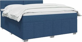 vidaXL Κρεβάτι box spring με στρώμα Μπλε 140 x 200 cm Ύφασμα