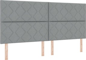 vidaXL Κρεβάτι box spring με στρώμα Ανοιχτό γκρι 200 x 200 cm Ύφασμα
