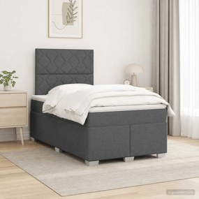vidaXL Κρεβάτι box spring με στρώμα Σκούρο Γκρι 120 x 200 cm Ύφασμα