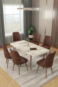 Stewehome Σετ Τραπεζαρίας 6 Ατόμων Επεκτεινόμενο καφέ 80x130x78 cm