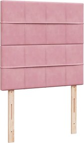 vidaXL Κρεβάτι Boxspring με Στρώμα Ροζ 90x200 εκ. Βελούδινο