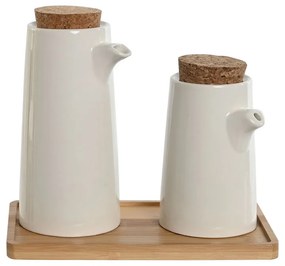 Σετ Λάδι και Ξύδι Home ESPRIT Λευκό Bamboo Πήλινα 20,6 x 12 x 18 cm