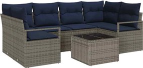 vidaXL Σετ Καναπέ 7 pcs Γκρι και Μπλε συνθετικό ρατάν