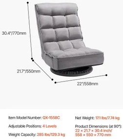 VEVOR 360° Swivel Floor Gaming Chair with 4 Adjustable Position Folding Chair