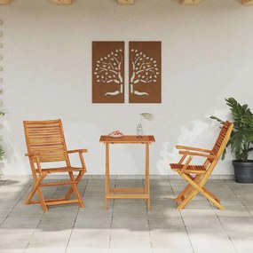 vidaXL Φορητό Σετ Μπιζερί 3 pcs Καφέ Στερεό Ξύλο Ακακίας