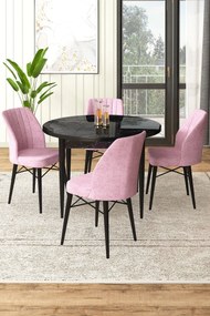 Dining Table &amp; Chairs Set (5 Pieces) Rox - Black Marble, Pink Black Marble
Pink