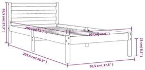 Πλαίσιο Κρεβατιού Καφέ Κεριού 90x200 εκ. από Μασίφ Ξύλο Πεύκου - Καφέ