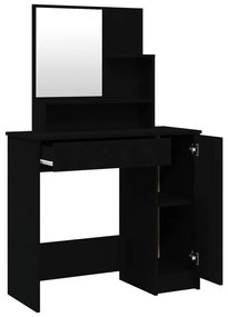 vidaXL Μπουντουάρ με Καθρέφτη Μαύρο 86,5 x 35 x 136 εκ.