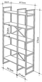 Βιβλιοθήκη Dusan Megapap χρώμα sepet oak 87,5x30x175εκ.
