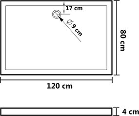 vidaXL Λεκάνες ντους 80 x 120 x 4 cm ABS
