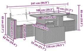 Σετ Καναπέ Κήπου 5 Τεμαχίων Μαύρο Συνθετικό Ρατάν με Μαξιλάρια 3326981