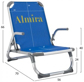 Καρέκλα Παραλίας ALMIRA C5053.01 Αλουμινίου με Ψηλή Πλάτη Βαρέως Tύπου Μπλέ 56x70x66 εκ. 56x70x66 εκ.