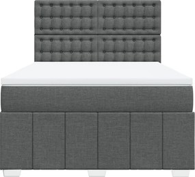 vidaXL Κρεβάτι Boxspring με Στρώμα Σκούρο Γκρι 140x200 εκ Υφασμάτινο