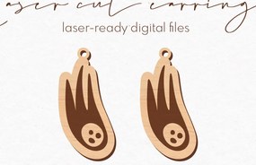 Σετ των 3 Intra απο ξύλο plywood 3mm-4mm πάχος - Comet Earrings | με λέιζερ Δίασταση 3x3 cm INTRAFABR-78777779