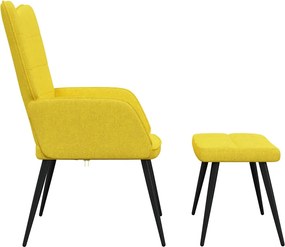 vidaXL Πολυθρόνα Relax Κίτρινη Μουσταρδί Υφασμάτινη με Σκαμπό