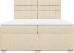 vidaXL Κρεβάτι Boxspring με Στρώμα Κρεμ 200x200 εκ. Υφασμάτινο