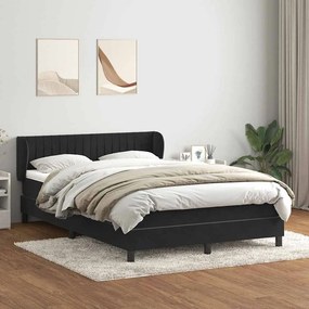 vidaXL Κρεβάτι Boxspring με Στρώμα Μαύρο 160x210 εκ. Βελούδινο