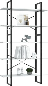 vidaXL Βιβλιοθήκη με 5 Ράφια Λευκή 100 x 30 x 175 εκ. από Επεξ. Ξύλο