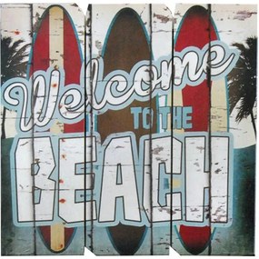 Vekrakis Πίνακας Ξύλινος “WELCOME TO THE BEACH” 40Χ40X2 Πολύχρωμο