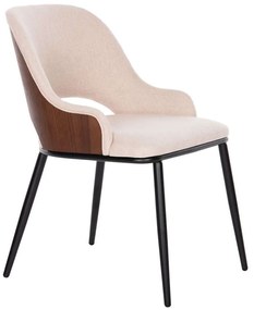 Καρέκλα Delf HM9617.04 48x55x76cm Με Πλάτη Walnut-Beige Metal, Fabric, Technoderma