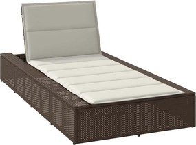 vidaXL Ξαπλώστρα με πλωτό μαξιλάρι Brown Poly Rattan