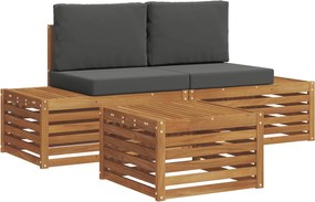 vidaXL Σειρά Καναπέ Εξωτερικού 3 Τεμάχιο Φυσικό και Ανθρακί