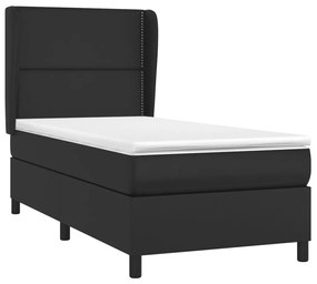 vidaXL Κρεβάτι Boxspring με Στρώμα Μαύρο 100x200εκ.από Συνθετικό Δέρμα