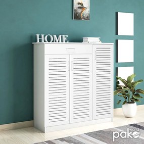Παπουτσοθήκη-ντουλάπι SANTE pakoworld 30 ζεύγων σε λευκή απόχρωση 120x37x123εκ