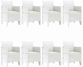 vidaXL Σέτ φαγητού για κήπο 9 pcs Λευκό Rattan Polt