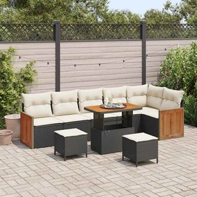 vidaXL Σετ Καναπέ Κήπου 9 pcs Μαύρο και κρεμ 90 x 55 x 71 cm