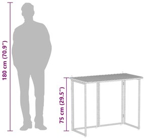 Πτυσσόμενο τραπέζι κήπου καφέ 90x51x75 cm Poly Rattan - Καφέ