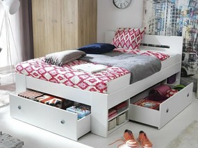 Κρεβάτι Boston K122, Διπλό, Άσπρο, 140x200, Πλαστικοποιημένη μοριοσανίδα, 146x204x86cm