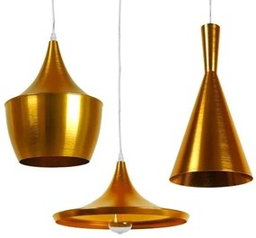 Σετ 3 Κρεμαστά Φωτιστικά Οροφής Χρυσά GloboStar SHANGHAI GOLD 01678-1678-Χρυσό 01678