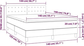 vidaXL Κρεβάτι Boxspring με Στρώμα Taupe 140x190 εκ. Υφασμάτινο