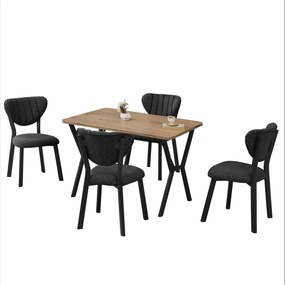 Extendable Dining Table &amp; Chairs Set (5 Pieces) Elma - Anthracite, Walnut Anthracite
Walnut