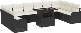 vidaXL Σετ Καναπέ Κήπου με μαξιλάρι 11 pcs Μαύρο Πολυ ράταν